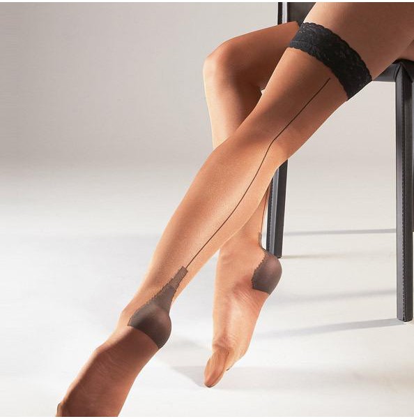 Stay Ups Seamed Skin Stockings