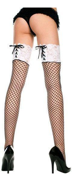 Black Diamond Net Thigh Hi with Corset Top (OS)