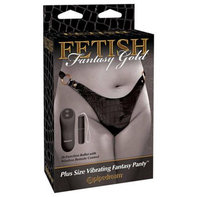 Fetish Fantasy Gold Plus Size Vibrating Fantasy Panty Black