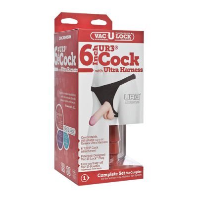 Unisex Vac U Lock harness with vibrating dildo