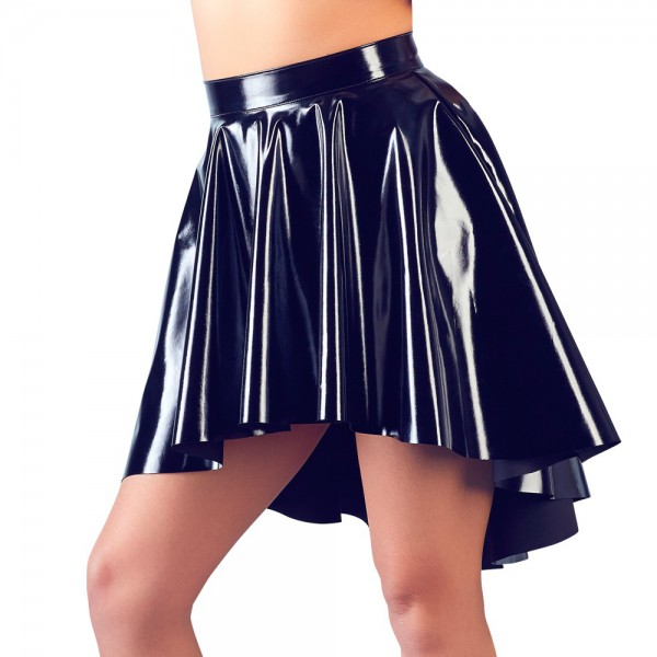 Black Vinyl Asymmetrical Rock Skirt - Large