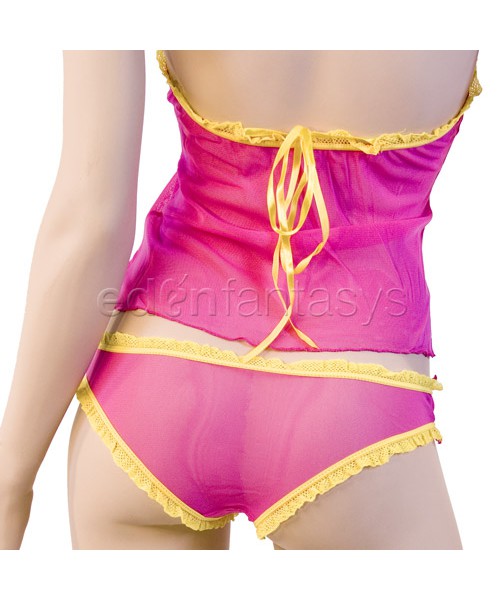 Ruffled tie front babydoll set