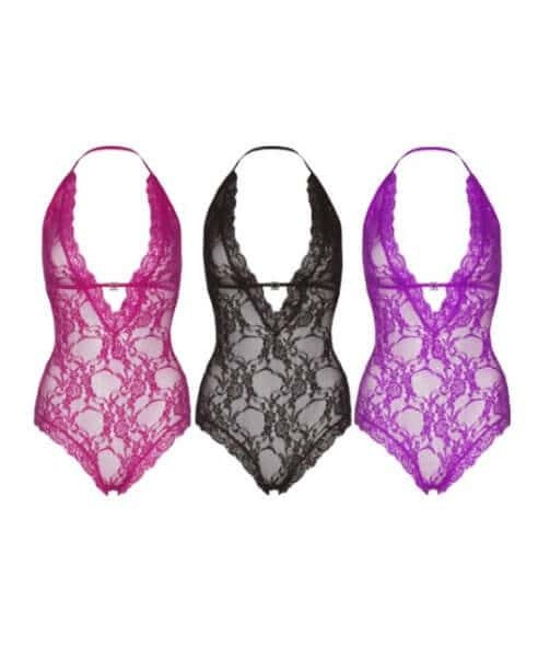 Leg Avenue Lace Deep-V Halter Teddy