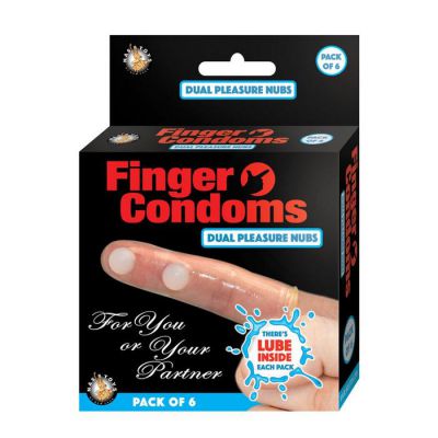Finger Condoms with Dual Pleasure Nubs 6 Pack