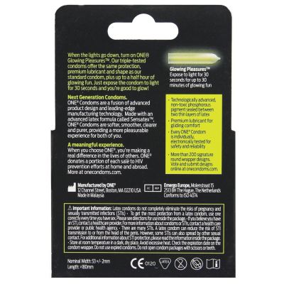 ONE Glowing Pleasures Condoms Box of 3