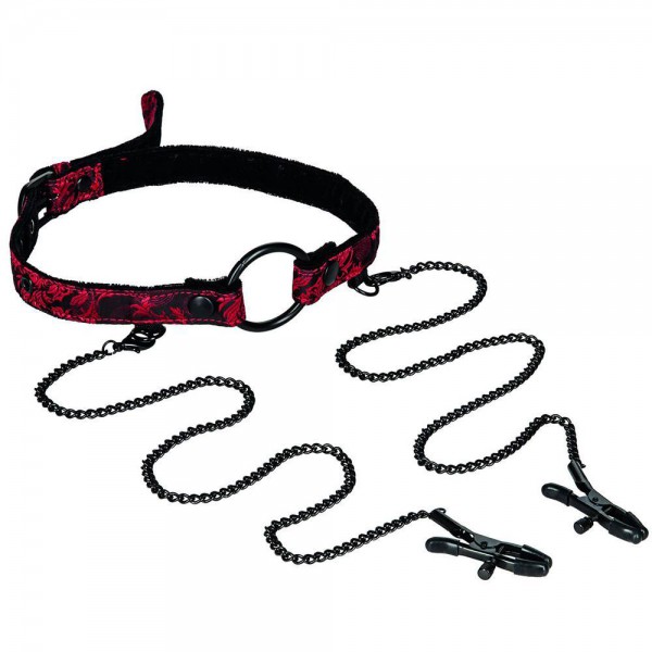 Scandal Open Mouth Gag with Nipple Clamps