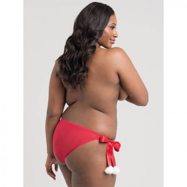 Lovehoney Plus Size Christmas Pom-Pom Red Sheer Knickers