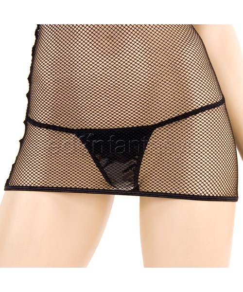 Fishnet halter dress with panty