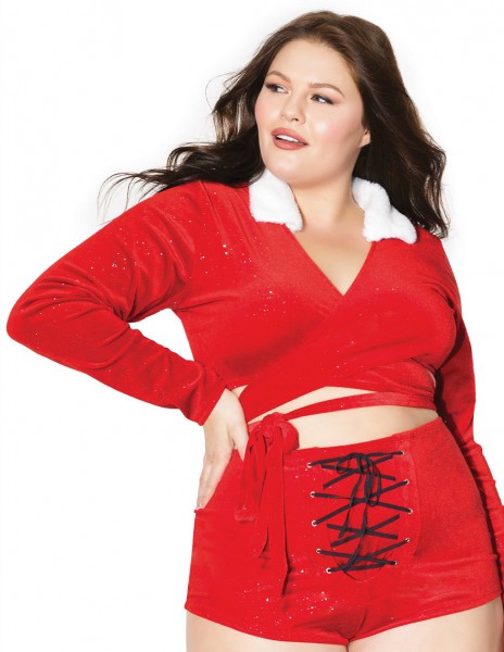 Coquette Velvet Santa Crop Top