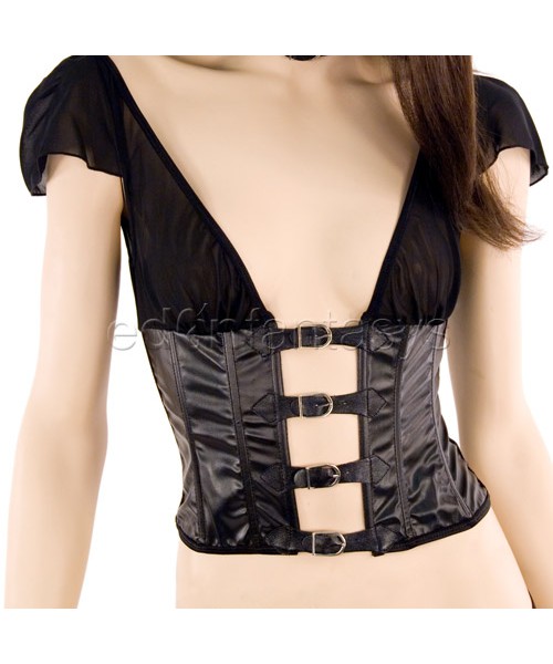 Chiffon and faux leather cami set