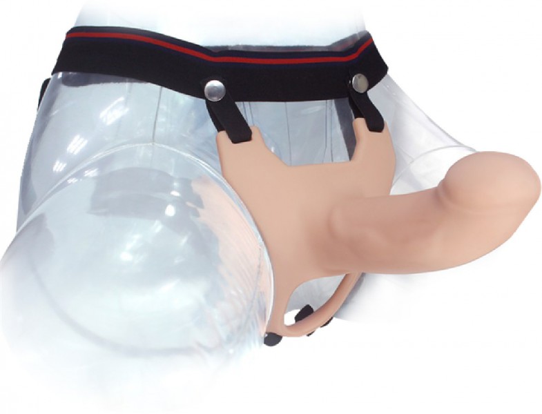 Silicone Curved 6.7" Dong Hollow Strap-On (Flesh)