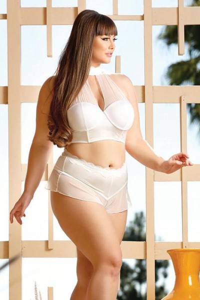 Ruffled Mesh High Waist Lingerie Set - Sizes Small-3x Available