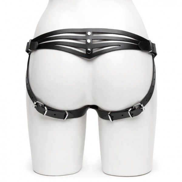DOMINIX Deluxe Leather Strap-On Harness