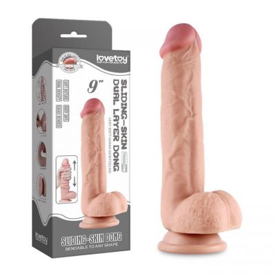 Sliding Skin Dual Layer Dildo 9 Inch