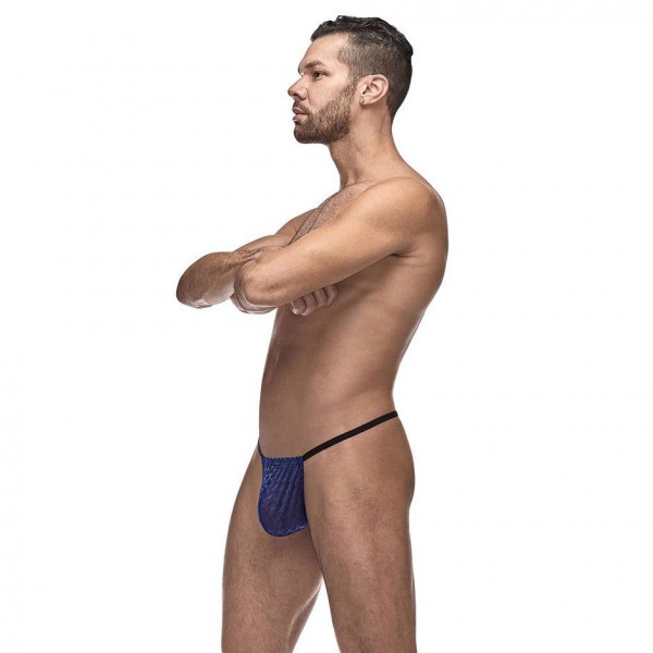 Male Power Blue Diamond Mesh Posing Pouch