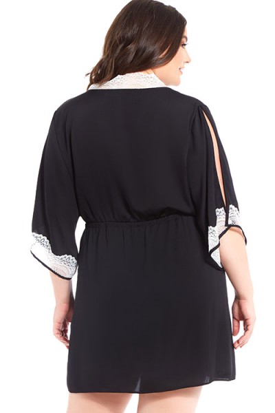 iCollection Dreamy Charms Satin & Lace Robe