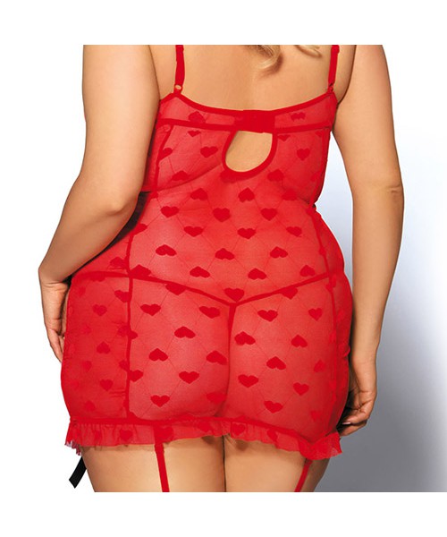 I heart you garter chemise set queen size