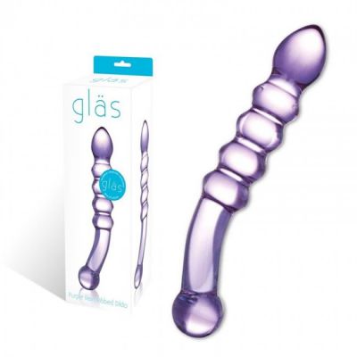 Purple Rain Ribbed Dildo by Glas