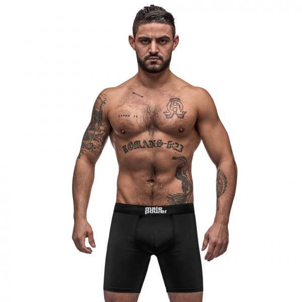 Male Power Black Stretch Long Boxer Shorts