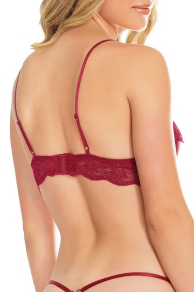 Coquette Bordeaux Babe Wet-Look Bra With G-String