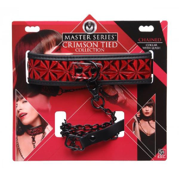 Crimson Tied Chained Collar With Leash