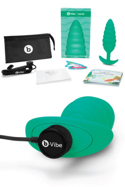 B-Vibe Twist Texture 6.3" Vibrating Silicone Butt Plug