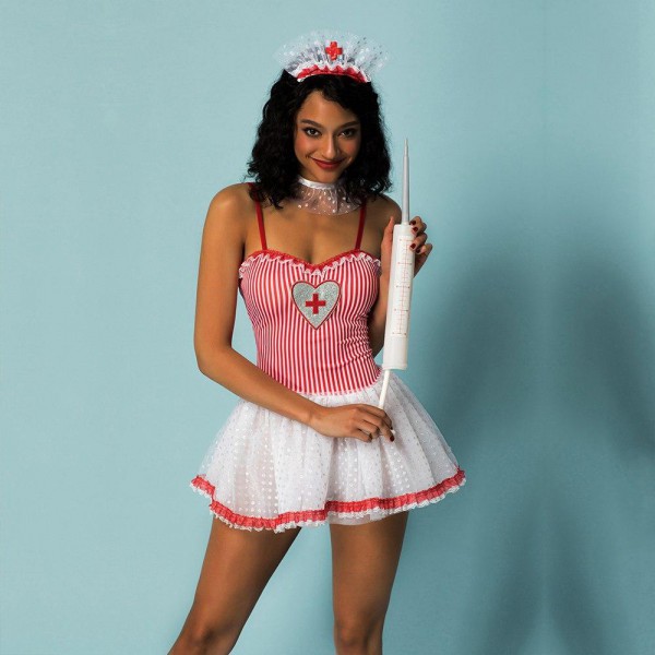 Flirty and Cute Nurse Costume with Collar