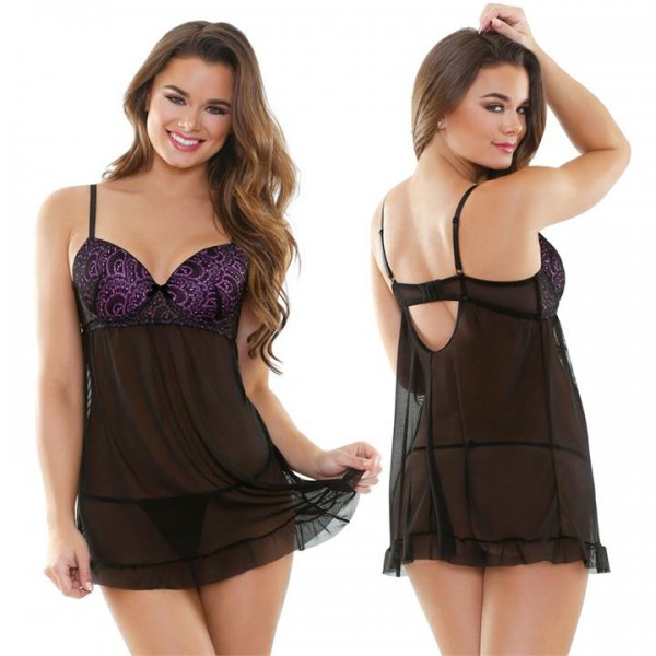 Tease - Iris Contour Cup Babydoll & G-string (M/L)