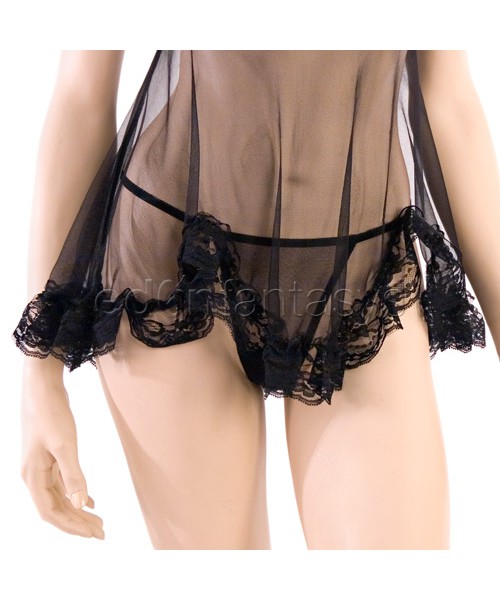 Peek-a-boo babydoll with g-string