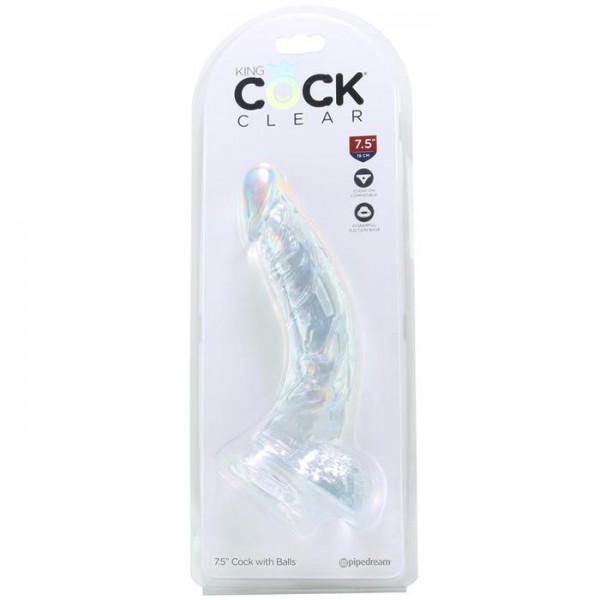 7" Clear Suction Cup Dildo With Balls