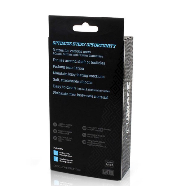 Silicone Thin Cock Ring 3 Pack by Optimale Black