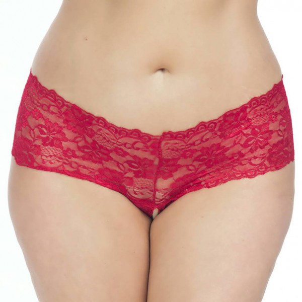 Oh La La Cheri Curves Plus Size Lace Crotchless Knickers