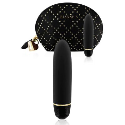 Rianne S 4 7 Mini Classic Silicone Vibrator with Studded Cosmetic Bag