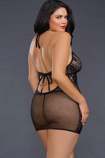 Dreamgirl All Night Long Fishnet Bodystocking Chemise With G-String