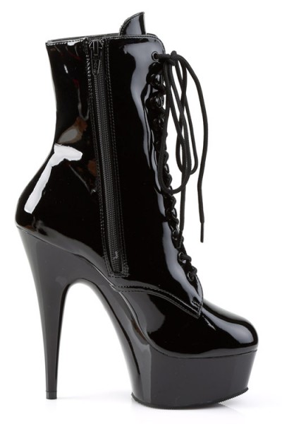 Pleaser Delight 6” Heel Black Patent Platform Ankle Boot
