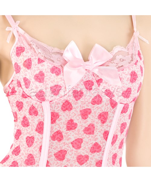 Heart print bustier and g-string
