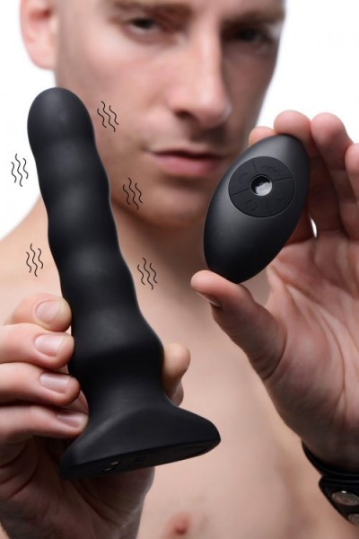 Thunderplugs 7.5" Vibrating & Squirming Butt Plug with Remote
