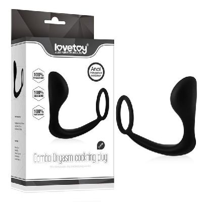 Combo Orgasm Cockring Plug Black