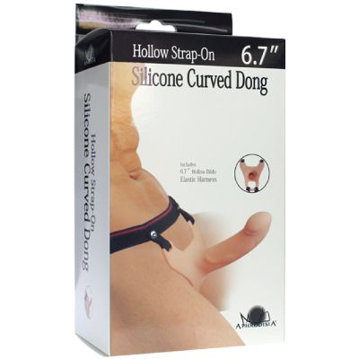 Silicone Curved 6 7 Dong Hollow Strap On Flesh