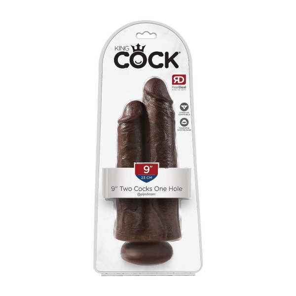 King Cock Two Cocks One Hole 9 Inch Realistic Dildo