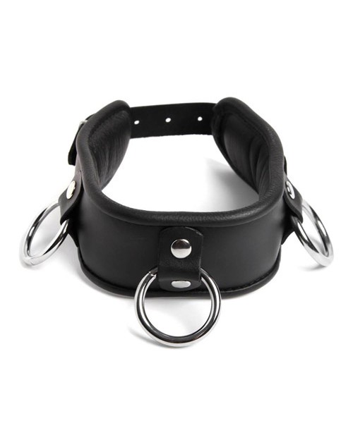 Deluxe padded leather collar and wrist restraint set