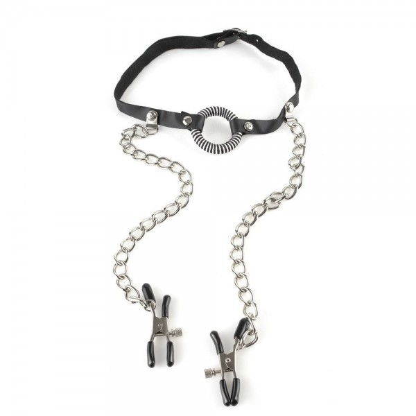 Fetish Fantasy O-Ring Gag Nipple Clamps