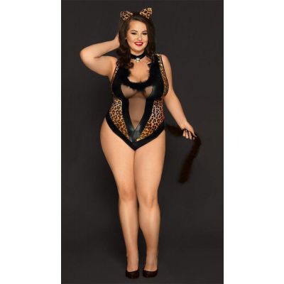 Sexy and Sheer Cheetah Bodysuit Cat Costume