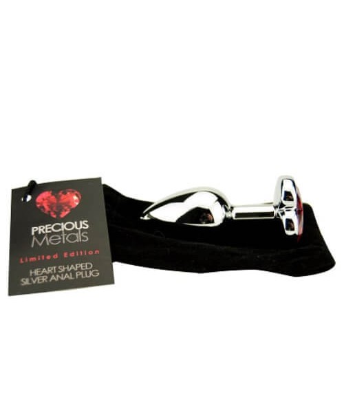Precious Metals Heart Shaped Butt Plug-Silver — image 7 of 8