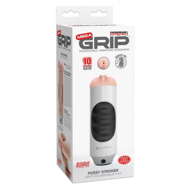 Mega Grip Squeezable Vibrating Pussy Stroker