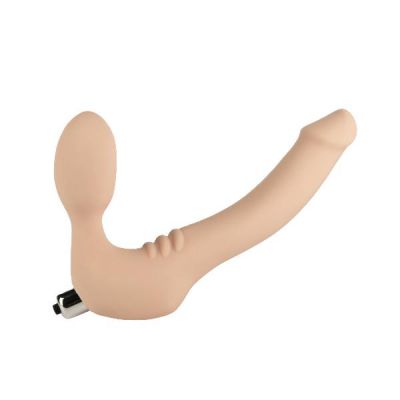 Strapless Strap On Vibrating Silicone M Vanilla