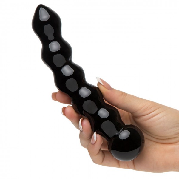 Fifty Shades Freed It's Divine Glass Beaded Dildo Black