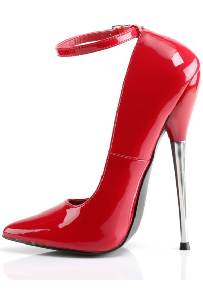 Devious Dagger 6 1/4" Red Heel Pump With Ankle Strap