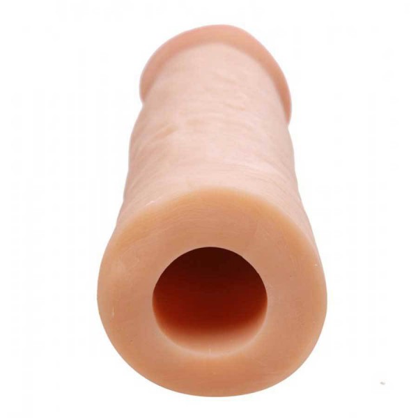Mega Enlarger Penis Sleeve 8.5 Inch Tan Realistic Cock Sheath