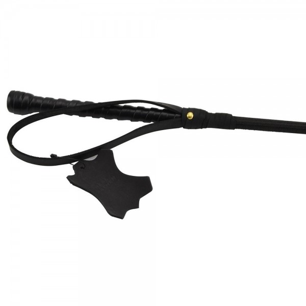 Bound Noir Nubuck Leather Riding Crop